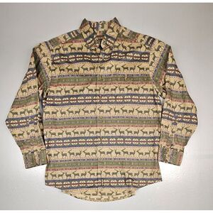 Woolrich Button Up Shirt Mens Large.‎ Southwestern Deer Print Long Sleeve.
